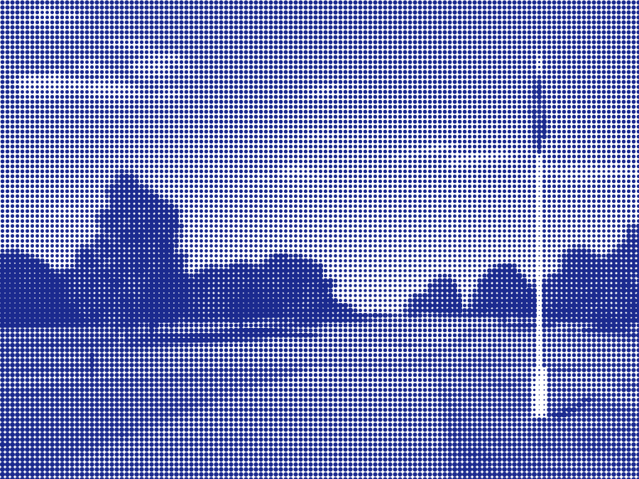 Halftone print of a golf course and flag